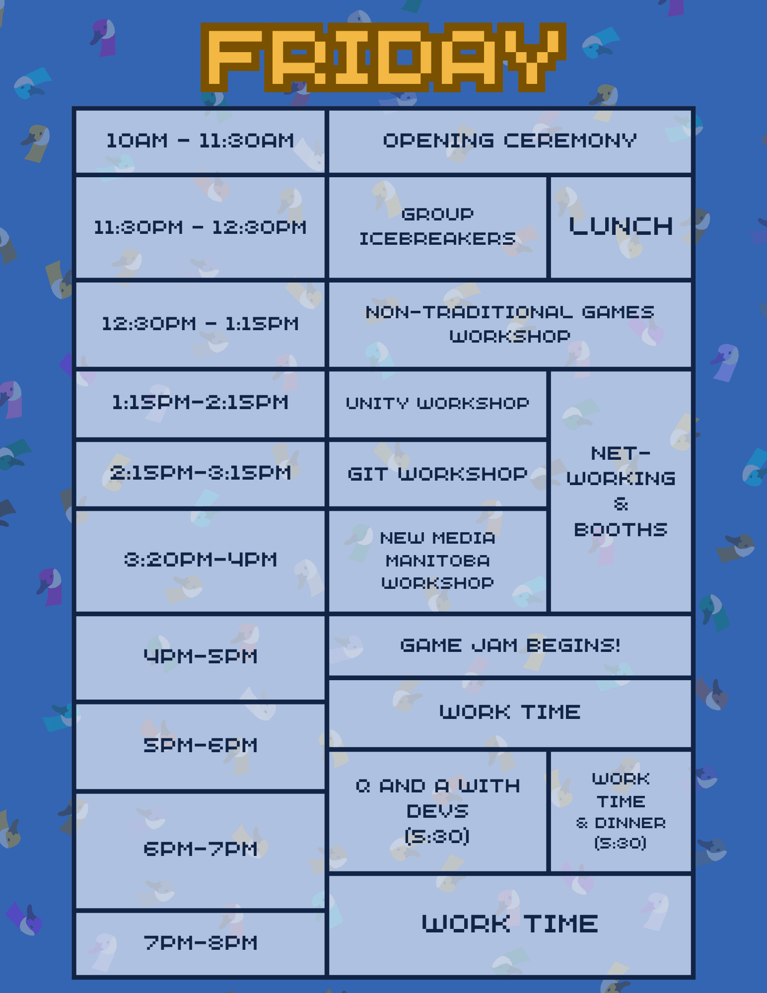 Day 1 Schedule